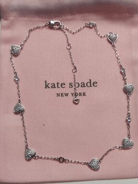 KATE SPADE All My Heart PaveScatter Necklace NWT In Sliver